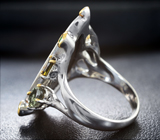 Серебряное кольцо с аммолитом аммонита, турмалинами и цаворитами Серебро 925