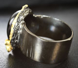 Серебряное кольцо с черной шпинелью, зеленым агатом и диопсидом Серебро 925