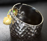 Серебряное кольцо с диопсидами и перидотом Серебро 925