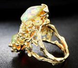 Золотое кольцо с эксклюзивным эфиопским опалом и бриллиантами 12,66 карата
