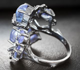 Необычное серебряное кольцо с танзанитами Серебро 925