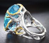 Серебряное кольцо с голубым топазом 35 карат Серебро 925