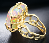 Золотое кольцо с крупным эфиопским опалом 14,56 карата и бриллиантами Золото