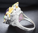 Серебряное кольцо с кабошоном аметиста 26+ карат и хризопразом Серебро 925