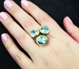 Серебряное кольцо с голубыми топазами 15,31 карата Серебро 925