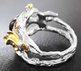Серебряное кольцо с мексиканским огненным агатом, красными и желтыми сапфирами Серебро 925