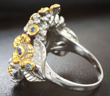 Серебряное кольцо с рубином 6,4 карата и синими сапфирами Серебро 925