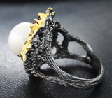 Серебряное кольцо с жемчужиной и мозамбикскими гранатами Серебро 925