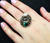Серебряное кольцо с зеленым апатитом, жемчужиной и родолитами Серебро 925