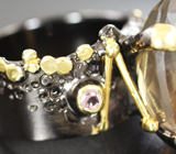 Серебряное кольцо с флюоритом и розовыми турмалинами