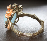 Серебряное кольцо с аквамарином, аметистом и родолитом Серебро 925