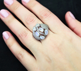 Эффектное серебряное кольцо с лунным камнем Серебро 925