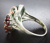 Серебряное кольцо с хризопразом и родолитами Серебро 925