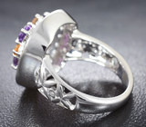 Стильное серебряное кольцо с аметистами и цитринами