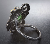 Серебряное кольцо с хризопразом и диопсидами Серебро 925