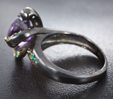 Серебряное кольцо с аметистом лазерной огранки и хризопразом Серебро 925