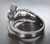 Серебряное кольцо с розовым турмалином и диопсидами