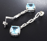 Элегантный серебряный комплект с голубыми топазами Серебро 925