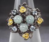 Серебряное кольцо с аквамаринами и голубыми топазами Серебро 925