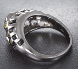 Серебряное кольцо с кристаллическим черным опалом и синими сапфирами Серебро 925