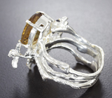 Серебряное кольцо с цитрином, синими сапфирами и изумрудом Серебро 925