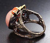 Серебряное кольцо с солнечным камнем и карнелианом Серебро 925