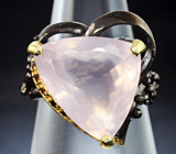 Серебряное кольцо с розовым кварцем 16+ карат и родолитами Серебро 925