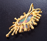 Золотой кулон с ярким кристаллическим эфиопским опалом 1,92 карата и бриллиантами