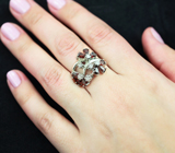 Чудесное серебряное кольцо с пиропами гранатами