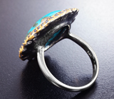Серебряное кольцо с бирюзой 14,78 карата и синими сапфирами Серебро 925