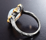 Серебряное кольцо с кристаллическим эфиопским опалом 4,98 карата и разноцветными сапфирами