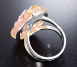 Серебряное кольцо с резным оранжевым халцедоном 25+ карат Серебро 925