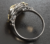 Серебряное кольцо с желтым турмалином, кристаллическим эфиопским опалом и разноцветными сапфирами