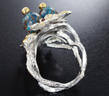 Серебряное кольцо с говлитом и родолитами Серебро 925