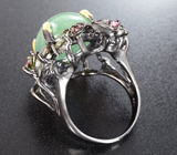 Серебряное кольцо с авантюрином 20+ карат и разноцветными турмалинами Серебро 925