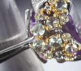 Серебряное кольцо с аметистом 28,22 карата и разноцветными сапфирами