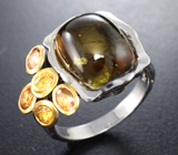 Серебряное кольцо с турмалином 10,35 карата и сапфирами
