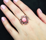 Серебряное кольцо с рубином 7,45 карата, родолитами и розовыми сапфирами Серебро 925