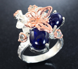 Серебряное кольцо с синими сапфирами и голубыми топазами Серебро 925