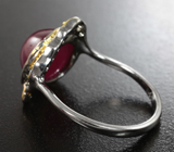 Серебряное кольцо с рубином 7,14 карата и синими сапфирами