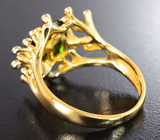 Золотое кольцо с зеленым турмалином 2,13 карата и бриллиантами Золото