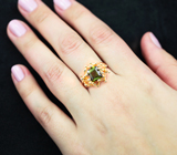 Золотое кольцо с зеленым турмалином 2,13 карата и бриллиантами Золото