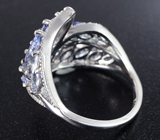 Ажурное серебряное кольцо с танзанитами
