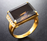 Классическое золотое кольцо с дымчатым кварцем 8,29 карата и бриллиантами Золото