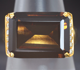 Классическое золотое кольцо с дымчатым кварцем 8,29 карата и бриллиантами Золото
