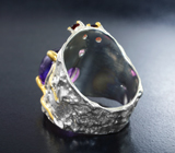 Серебряное кольцо с аметистами и альмандинами гранатами Серебро 925