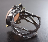 Серебряное кольцо с солнечным камнем, перидотами и аметистом Серебро 925