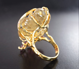 Массивное контрастное золотое кольцо с резным цитрином 38,72 карата и турмалинами Золото
