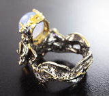 Серебряное кольцо с халцедоном, синим сапфиром и аметистами