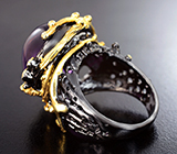 Серебряное кольцо с аметистом 23,15 карата и родолитами
